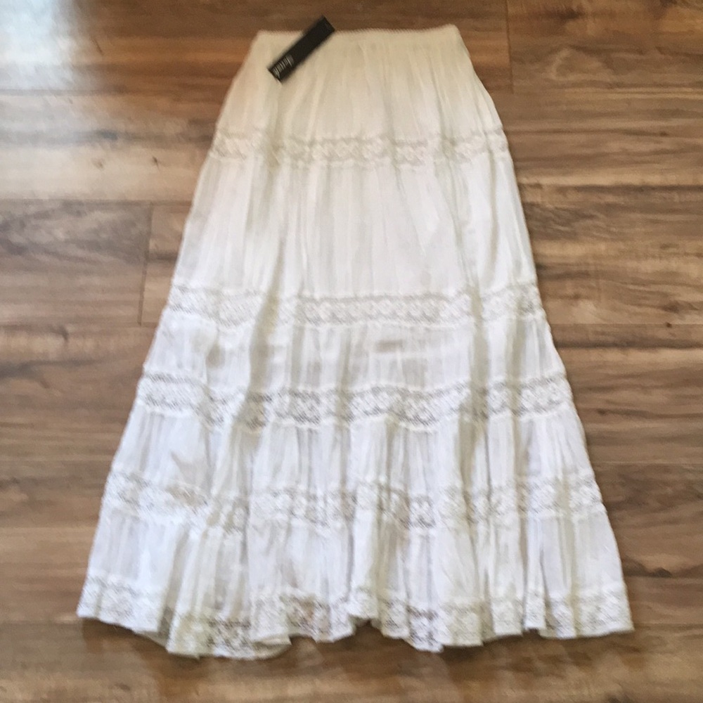 Surrale NWT White Boho Maxi Skirt